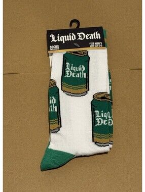 New Mens Liquid Death Cans Socks Size 6-12 Crew Length  1 Pair